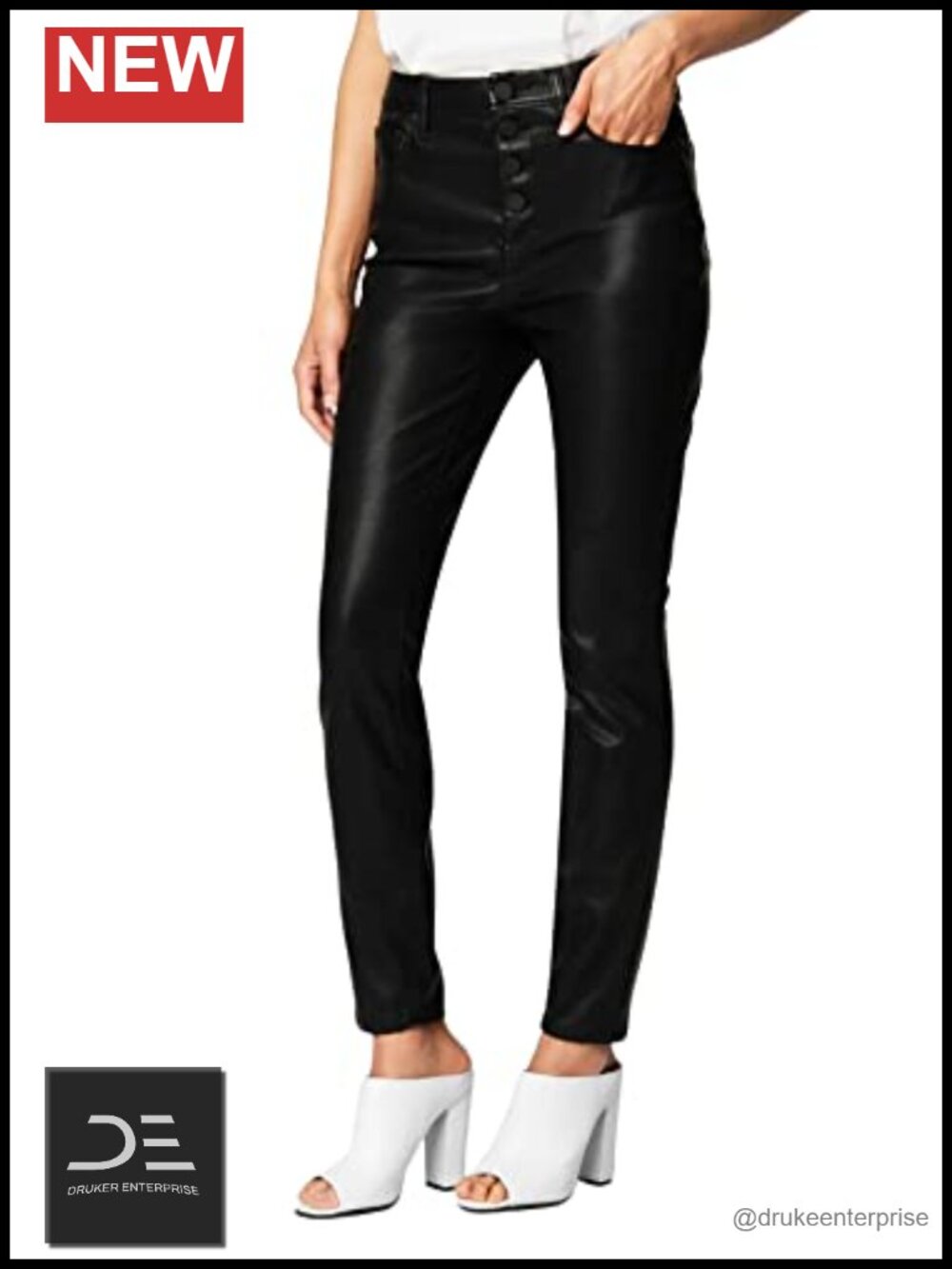 High Rise Skinny Vegan Leather Pants - Great Jones Style